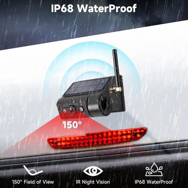 Alt view image 5 of 7 - Magnetic Solar Wireless Backup Camera with 5 HD Monitor No Wiring Rechargeable Battery IP68 IR Night Vision Rearview Camera System for Car RV Truck 5th Wheels Skid Steer Horse Trailer Hitch Camera