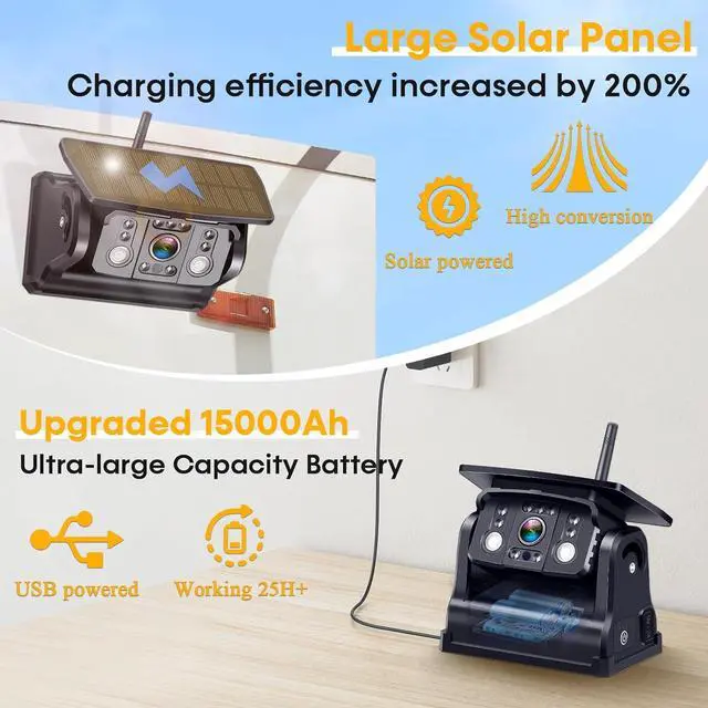 Alt view image 3 of 7 - Wireless RV Backup Camera 7-inch for Trailer: Easy Setup Solar RV Rear View Camera with Recording - 4 Channels Strong Magnetic HD 1080P Long-Battery Life for Camper, Truck, Fifth Wheel