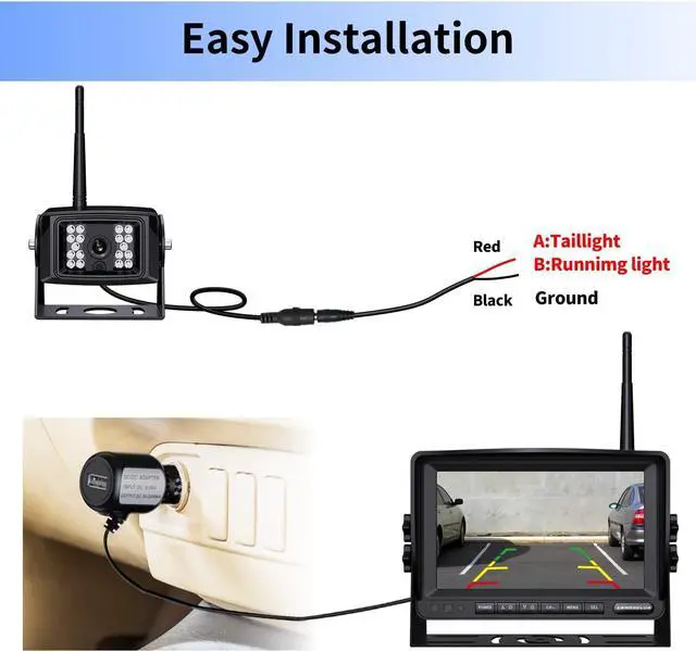 Alt view image 6 of 7 - Digital Wireless Backup Camera System Kit, IP69 Waterproof Wireless Rear View Camera + 7 LCD Wireless Reverse Monitor for RV/Truck/Trailer/Bus/Camper/5th Wheel (W01-7 inch)