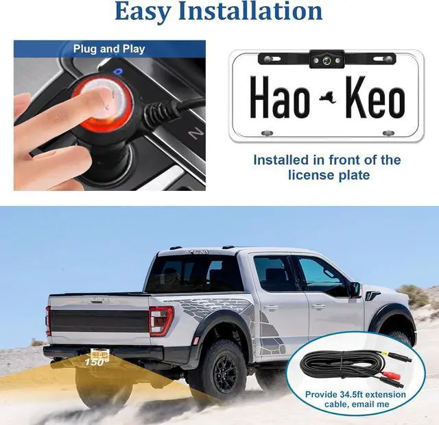 Alt view image 4 of 7 - Backup Camera for Truck 7 Inch HD 2K Front Rear View Monitor kit Auto Color Image Night Vision, IP69 Waterproof DIY Grid Lines for Car/RV/Tractor/Semi-Trailers/Pickup H7