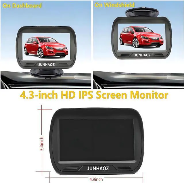 Alt view image 3 of 6 - Car Rear View Camera, Backup Camera for Car, Trucks, SUVs, Pickup, 4.3-inch IPS Monitor, Night Vision, DIY Guide Lines, Front/Rear Camera Switch,IP69 Waterproof K4301