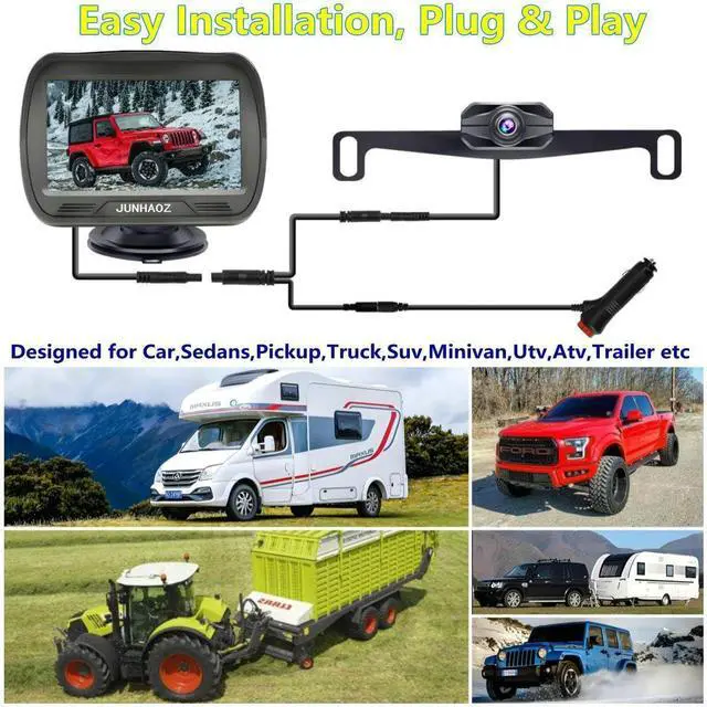 Alt view image 6 of 6 - Car Rear View Camera, Backup Camera for Car, Trucks, SUVs, Pickup, 4.3-inch IPS Monitor, Night Vision, DIY Guide Lines, Front/Rear Camera Switch,IP69 Waterproof K4301