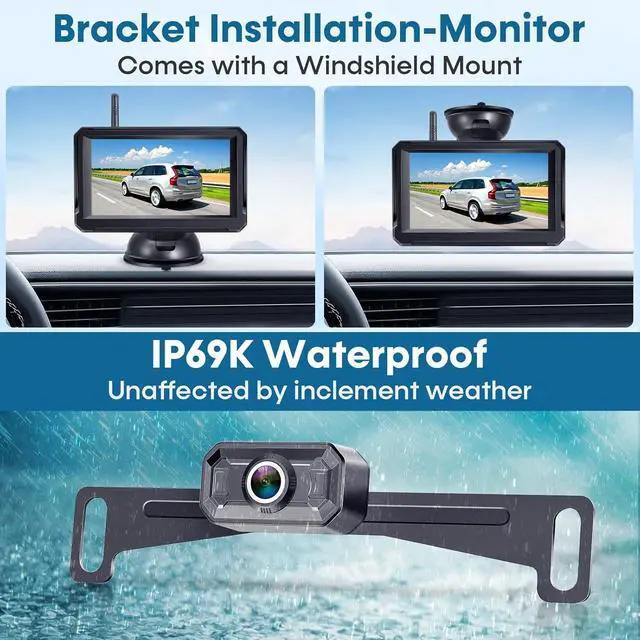 Alt view image 7 of 7 - Wireless Backup Camera for Trucks: 5 Inch 1080P HD Display, Rear View Camera, IP69K Waterproof, Night Vision, Dual-Camera Support, DIY Installation, Customizable Parking Lines by Befumly H21