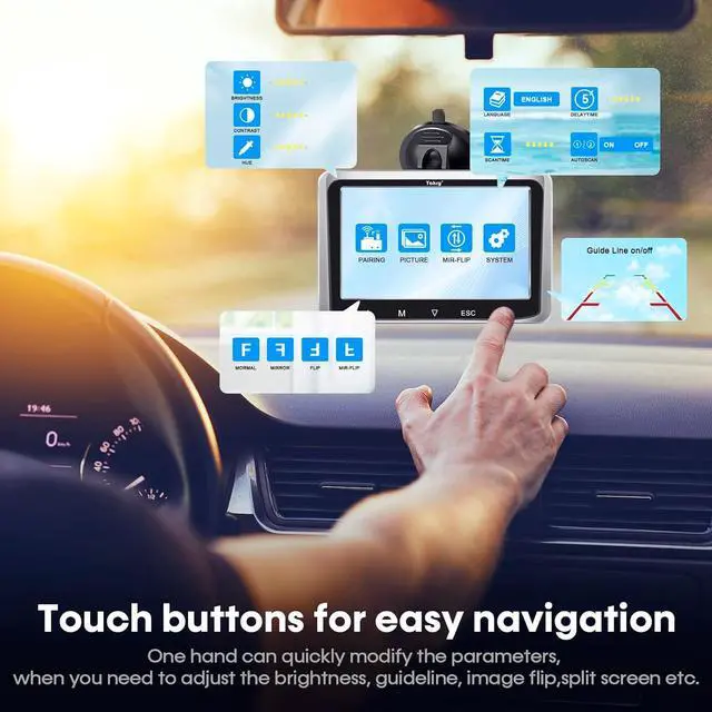 Alt view image 4 of 7 - Wireless Backup Camera with 5-Inch HD Screen: 1080P Rear View Camera, Waterproof Night Vision, Easy Install for Cars, Trucks, RVs & Trailers - Clear Parking Assist System