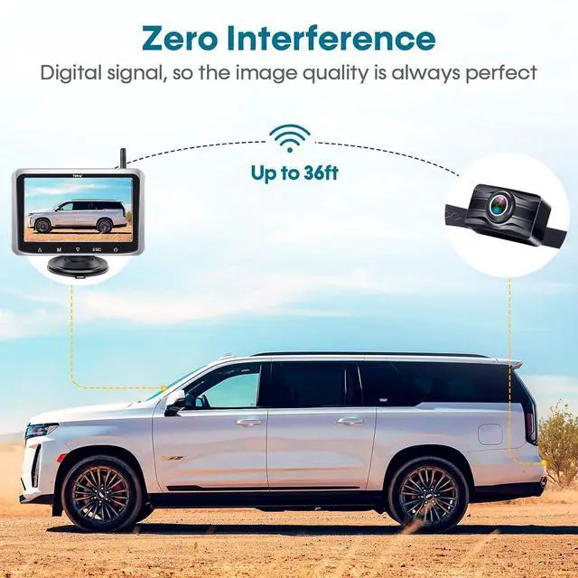 Alt view image 5 of 7 - Wireless Backup Camera with 5-Inch HD Screen: 1080P Rear View Camera, Waterproof Night Vision, Easy Install for Cars, Trucks, RVs & Trailers - Clear Parking Assist System