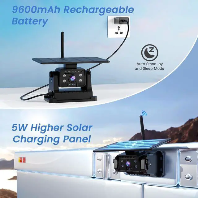 Alt view image 3 of 7 - Magnetic Solar Wireless Backup Camera for Truck, 5 Inch No-Drill Installation RV Backup Camera, 1080P Rear View Camera 150° Wide Angle, 24hrs Battery Life, 2.4Hz Signal, Night Vision, RVs, Trailers