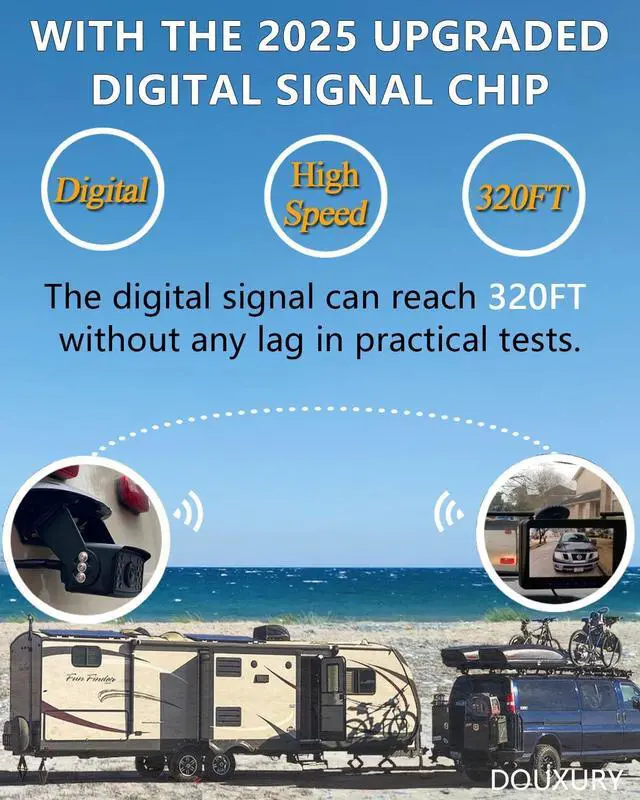 Alt view image 4 of 7 - FHD 1080P 2 Digital RV Wireless Backup Camera System for RV Trailer Truck Bus Motorhomes 5th Wheels 4CH 7'' Monitor Highway Monitoring System IP69K Waterproof Super Night Vision Strong Signal