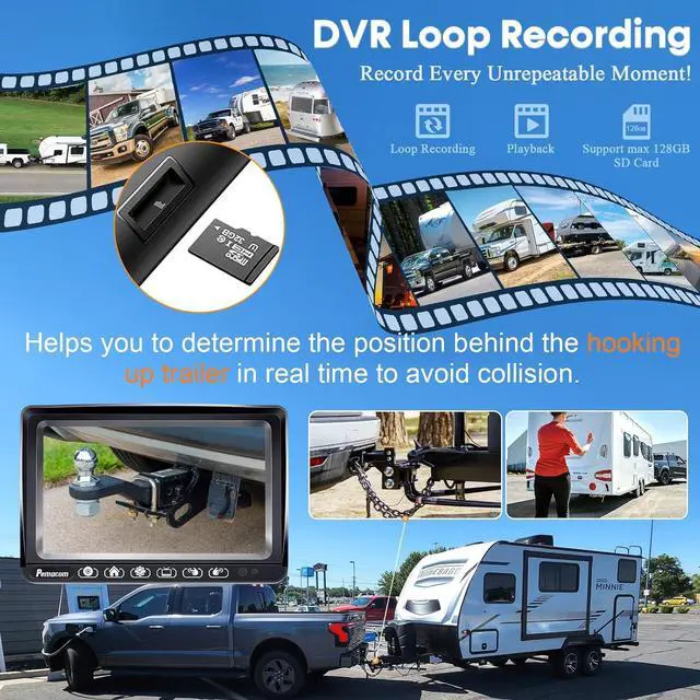 Alt view image 6 of 7 - RV Backup Camera with Solar Magnetic: Long Distance No Signal Delay, 7 Inch Touch Key Monitor with Recording, HD 1080P Wireless Backup Camera for Trailer, 5th Wheel, Camper