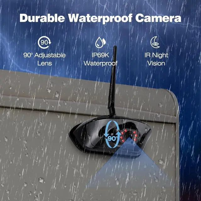 Alt view image 2 of 7 - RV Backup Camera Wireless 7" 1080P DVR Rear View Camera Compatible with Furrion Pre-wired Plug, Touch Screen Monitor & IP69 Waterproof Night Vision Camera and for RV Truck Trailer Camper, WF7