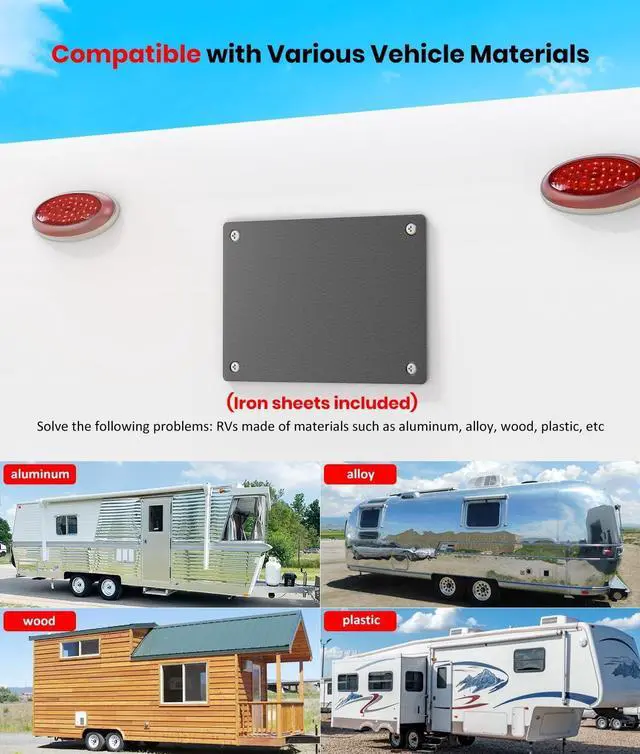 Alt view image 2 of 7 - Solar Wireless Magnetic Backup Camera for Truck: 5" 1080P Recording Monitor Portable Trailer Rear View Camera, 1Mins DIY Install & Long Battery Life IR Night Vision RV Camera for Camper-S3