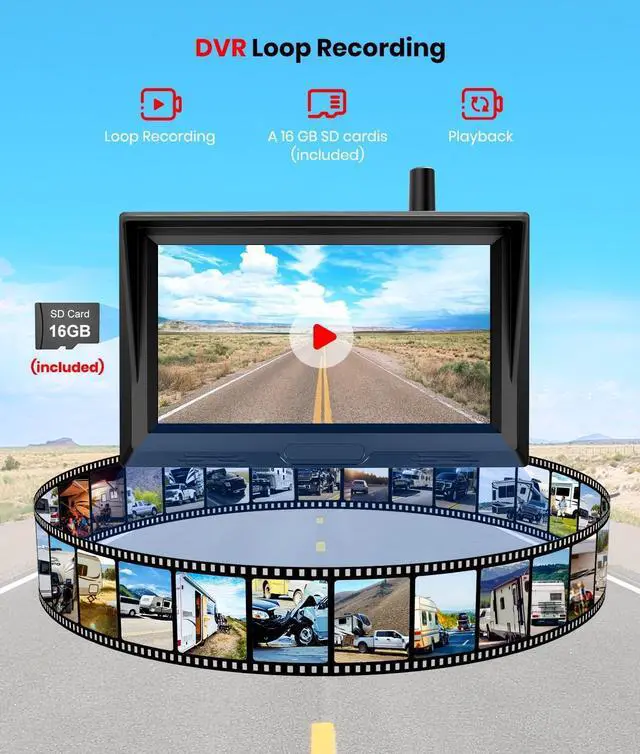 Alt view image 6 of 7 - Solar Wireless Magnetic Backup Camera for Truck: 5" 1080P Recording Monitor Portable Trailer Rear View Camera, 1Mins DIY Install & Long Battery Life IR Night Vision RV Camera for Camper-S3