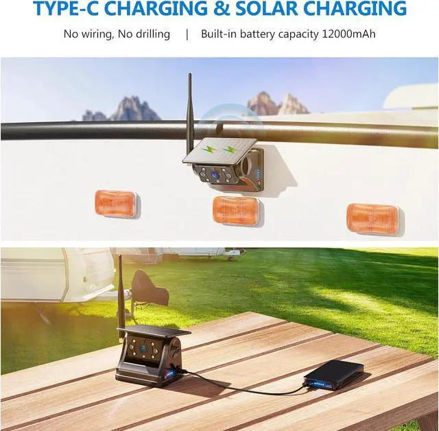 Alt view image 3 of 6 - Magnetic Solar Wireless RV Backup Camera, 1080P 7" Touchscreen IPS Monitor & Auto On Off Rear View Camera, 1 Minute Setup Night Vision Recording Guidelines, Back up Camera for Trailer Truck M7