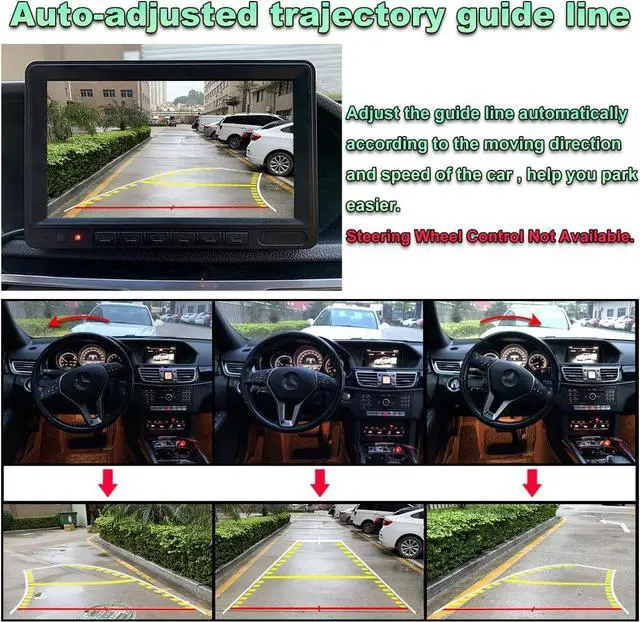 Alt view image 2 of 7 - Car Backup Camera with Dynamic Trajectory Guide Line, GreenYi HD 960x720 Reverse Rear/Front/Side View Cam, Adjustable Fisheye Lens, Waterproof Night Vision 170 Degree Wide View(Black)