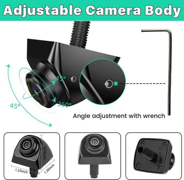 Alt view image 4 of 7 - Car Backup Camera with Dynamic Trajectory Guide Line, GreenYi HD 960x720 Reverse Rear/Front/Side View Cam, Adjustable Fisheye Lens, Waterproof Night Vision 170 Degree Wide View(Black)