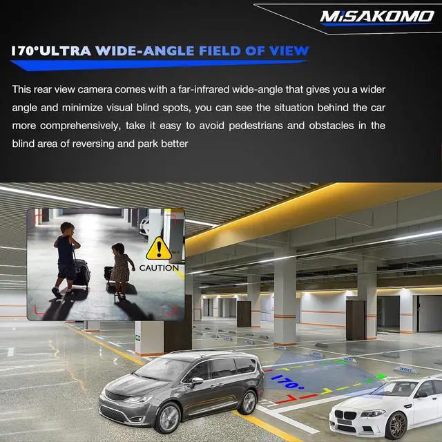 Alt view image 4 of 7 - Rear View Backup Camera, Compatible with 2011-2020 Chrysler Town Country Dodge Grand Caravan, 170°Wide-Angle HD Color Night Vision Waterproof Back Up Camera, Replace 4672639AA CH1960103 Reverse Camera