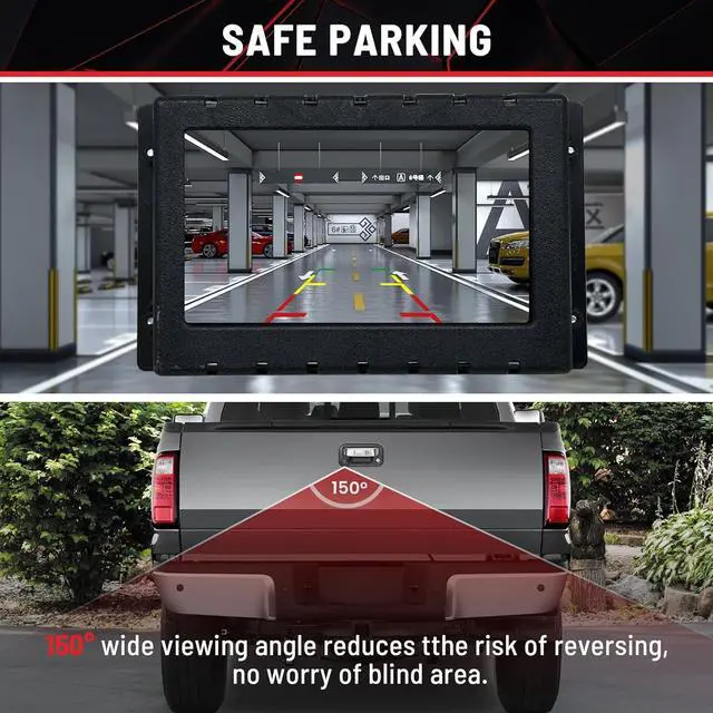 Alt view image 3 of 7 - RED WOLF Chrome Tailgate Handle Reverse Backup Camera Fit for 2004-2016 Ford F150 F250 F350 F450 F550 Explorer Lincoln Car Rear View Camera Replace 8L3Z-9943400-AC RCA Connector Optional Guideline