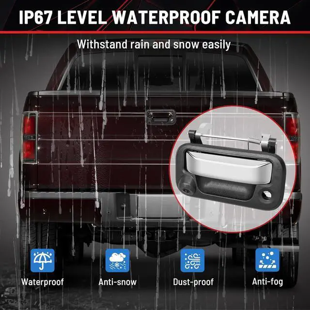 Alt view image 6 of 7 - RED WOLF Chrome Tailgate Handle Reverse Backup Camera Fit for 2004-2016 Ford F150 F250 F350 F450 F550 Explorer Lincoln Car Rear View Camera Replace 8L3Z-9943400-AC RCA Connector Optional Guideline