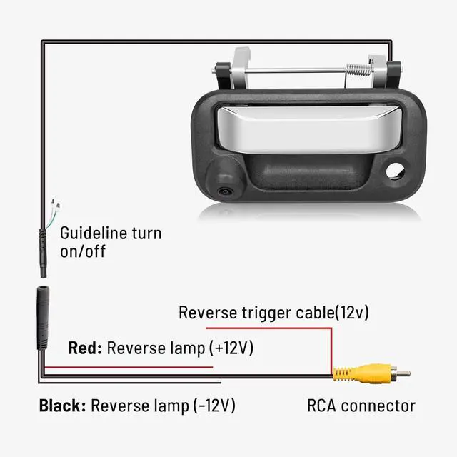 Alt view image 7 of 7 - RED WOLF Chrome Tailgate Handle Reverse Backup Camera Fit for 2004-2016 Ford F150 F250 F350 F450 F550 Explorer Lincoln Car Rear View Camera Replace 8L3Z-9943400-AC RCA Connector Optional Guideline