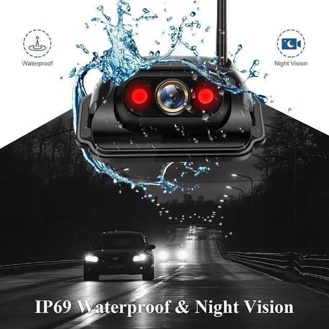 Alt view image 7 of 7 - Wireless Backup Camera for Furrion Systems 7'' IPS Touchscreen Monitor RV Trailer Back Up Camera, HD Infrared Night Vision 1080P Rear View Camera Truck 5th Wheel RV Camper Trucks HaoKeo