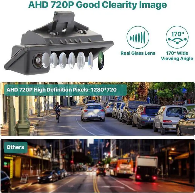Alt view image 2 of 7 - GreenYi AHD 720P Vehicle Backup Camera for BMW E82 E88 E84 E90 E91 E92 E93 E70 E60 E61 E39 3 5 X5 X6, Car Rear View 170 Fisheye Lens IP68 Waterproof Trunk Handle Camera
