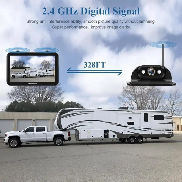 Alt view image 2 of 7 - Wireless Backup Camera for Furrion Systems 7'' IPS Touchscreen Monitor RV Trailer Back Up Camera, HD Infrared Night Vision 1080P Rear View Camera Truck 5th Wheel RV Camper Trucks HaoKeo