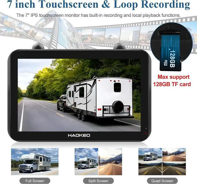 Alt view image 3 of 7 - Wireless Backup Camera for Furrion Systems 7'' IPS Touchscreen Monitor RV Trailer Back Up Camera, HD Infrared Night Vision 1080P Rear View Camera Truck 5th Wheel RV Camper Trucks HaoKeo
