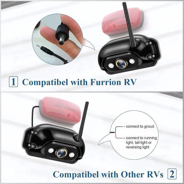 Alt view image 6 of 7 - Wireless Backup Camera for Furrion Systems 7'' IPS Touchscreen Monitor RV Trailer Back Up Camera, HD Infrared Night Vision 1080P Rear View Camera Truck 5th Wheel RV Camper Trucks HaoKeo