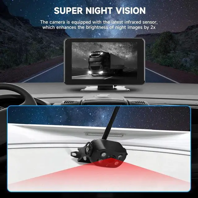 Alt view image 3 of 7 - Wireless Backup Camera for Truck. Rv - Vehicle Backup Camera with 7'' 1080P HD Monitor - IP67 Waterproof Reverse Camera with BSD Alert and Night Vision for Car, Van, SUV, Trailer and Camper