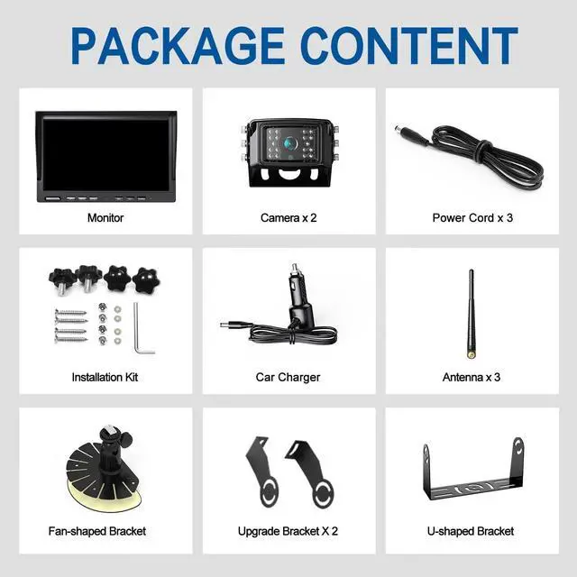 Alt view image 7 of 7 - 10'' 1080P Wireless Backup Camera System, 10 Inch DVR Dual/Quad Monitor Wireless 2 Rear View Cameras for RV/Truck/Trailer/Camper, IP69 Waterproof Digital Signal Recording System-BW102