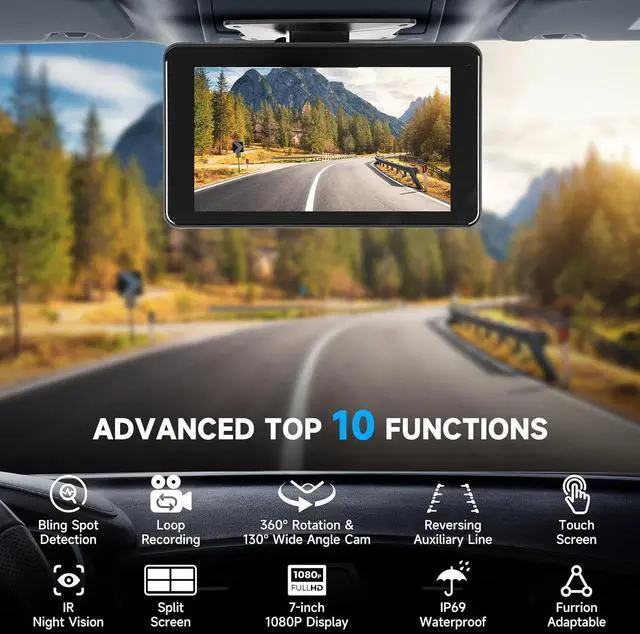 Alt view image 2 of 7 - Wireless Backup Camera for Truck. Rv - Vehicle Backup Camera with 7'' 1080P HD Monitor - IP67 Waterproof Reverse Camera with BSD Alert and Night Vision for Car, Van, SUV, Trailer and Camper