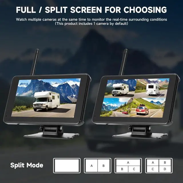 Alt view image 7 of 7 - Wireless Backup Camera for Truck. Rv - Vehicle Backup Camera with 7'' 1080P HD Monitor - IP67 Waterproof Reverse Camera with BSD Alert and Night Vision for Car, Van, SUV, Trailer and Camper