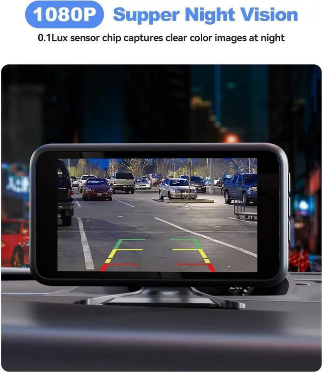 Alt view image 2 of 7 - Wireless Backup Camera for Truck: 4.8" HD 1080P Night Vision Rear View Camera with Stable Signal Dual Channel, Easy Install IP69K Waterproof Back Up Camera for Cars, Pickup, SUV, Van - Foxpark W11