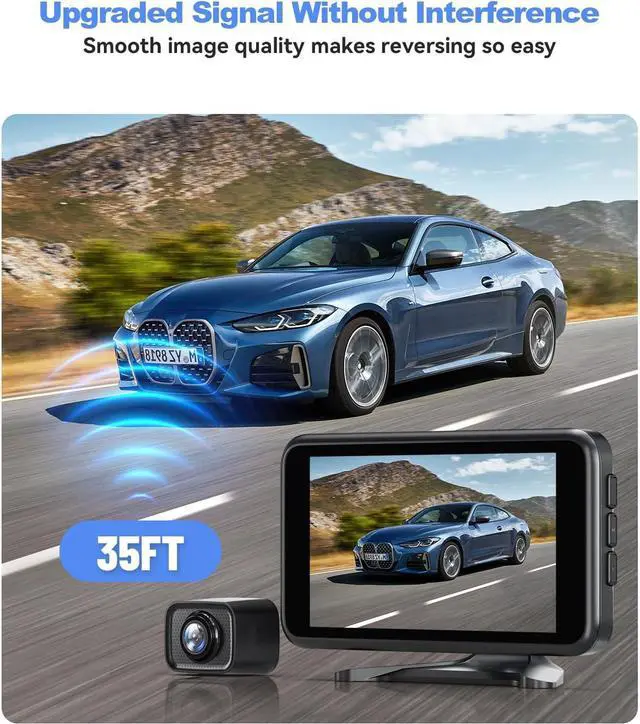 Alt view image 3 of 7 - Wireless Backup Camera for Truck: 4.8" HD 1080P Night Vision Rear View Camera with Stable Signal Dual Channel, Easy Install IP69K Waterproof Back Up Camera for Cars, Pickup, SUV, Van - Foxpark W11