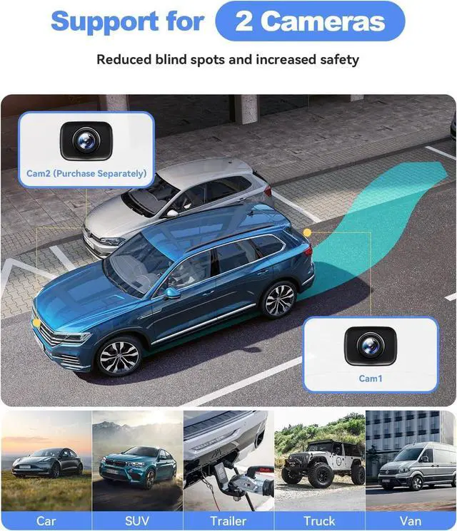 Alt view image 5 of 7 - Wireless Backup Camera for Truck: 4.8" HD 1080P Night Vision Rear View Camera with Stable Signal Dual Channel, Easy Install IP69K Waterproof Back Up Camera for Cars, Pickup, SUV, Van - Foxpark W11