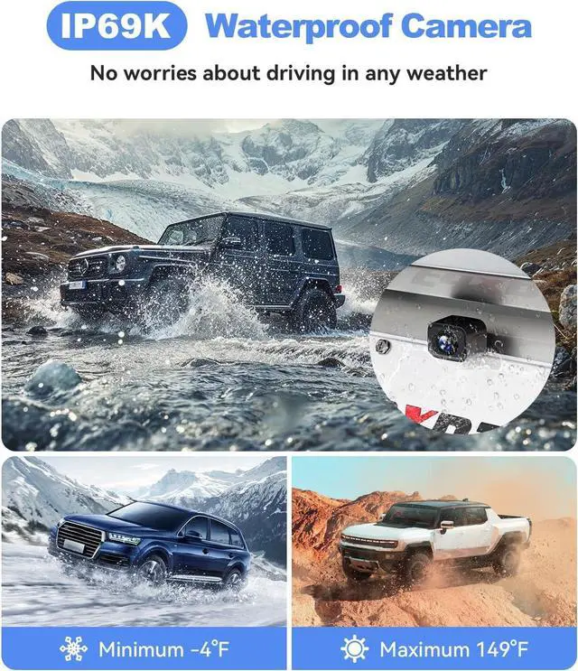 Alt view image 7 of 7 - Wireless Backup Camera for Truck: 4.8" HD 1080P Night Vision Rear View Camera with Stable Signal Dual Channel, Easy Install IP69K Waterproof Back Up Camera for Cars, Pickup, SUV, Van - Foxpark W11