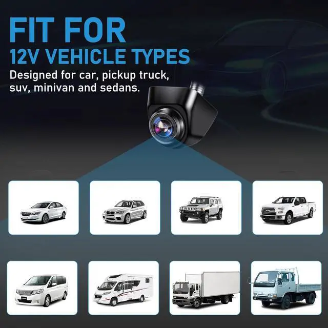 Alt view image 7 of 7 - HD Backup Camera for Car Universal Front/Side/Rear Camera for 12-24 V Car Truck Pickup SUV Rear View Reverse Camera, with Left and Right, Up and Down Rotation Angle Night Vision, IP69K Waterproof