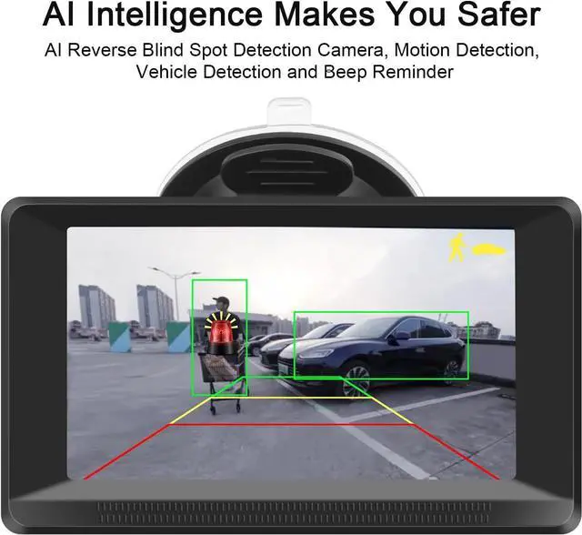 Alt view image 2 of 7 - Vehicle Backup Cameras Wired with 4.3 Inch Monitor HD 1080P No Delay Clear Night Vision Rear License Plate Reverse Camera 170 Degrees BSD Blind Spots Detection Beep Reminder for Car Truck SUV Pickup