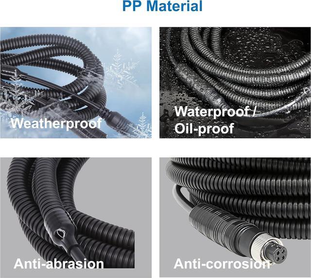 Alt view image 3 of 7 - 4 Pin Camera Cable with Corrugation Tube Cover, Aviation Extension, 4 Pin Video Cable for Backup Camera Rear View System RV Truck Trailer Bus Car Waterproof (33ft/10m)