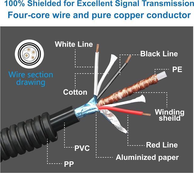 Alt view image 6 of 7 - 4 Pin Camera Cable with Corrugation Tube Cover, Aviation Extension, 4 Pin Video Cable for Backup Camera Rear View System RV Truck Trailer Bus Car Waterproof (33ft/10m)