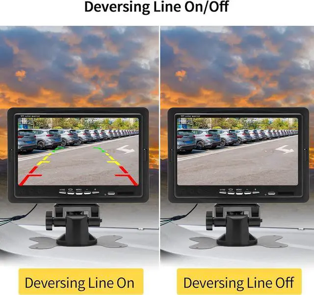 Alt view image 5 of 7 - Hodozzy Dual Backup Camera Kit with 7 Inch LCD Monitor & 2 Backup Cameras Reversing, IP68 Waterproof, 18IR Night Vision, Rear View Camera 4-Pin Cable for Car Truck/Trailer/Bus/Van/Caravan (12V-24V)