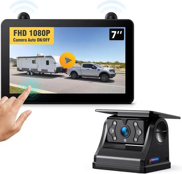Main image of Magnetic Solar Wireless RV Backup Camera, 1080P 7" Touchscreen IPS Monitor & Auto On Off Rear View Camera, 1 Minute Setup Night Vision Recording Guidelines, Back up Camera for Trailer Truck M7