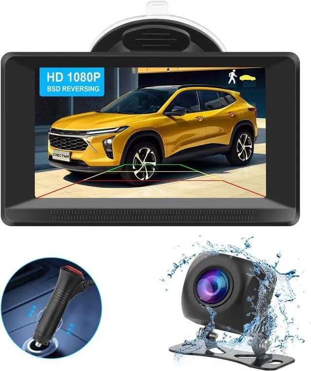 Main image of HD Backup Cameras for Cars Rear License Plate Reverse Camera with 4.3 Inch Monitor 1080P BSD Human Motion Detection Portable for Pickup Truck SUV 170° Wide View Angle Night Vision IP69K Waterproof