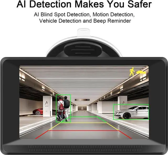 Alt view image 2 of 7 - HD Backup Cameras for Cars Rear License Plate Reverse Camera with 4.3 Inch Monitor 1080P BSD Human Motion Detection Portable for Pickup Truck SUV 170° Wide View Angle Night Vision IP69K Waterproof