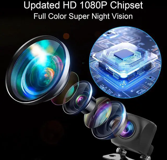 Alt view image 4 of 7 - HD Backup Cameras for Cars Rear License Plate Reverse Camera with 4.3 Inch Monitor 1080P BSD Human Motion Detection Portable for Pickup Truck SUV 170° Wide View Angle Night Vision IP69K Waterproof