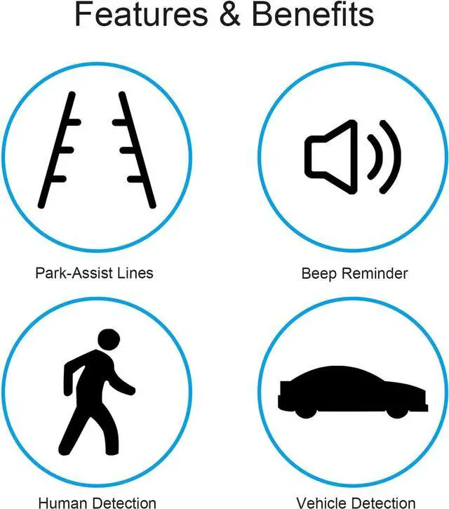 Alt view image 7 of 7 - HD Backup Cameras for Cars Rear License Plate Reverse Camera with 4.3 Inch Monitor 1080P BSD Human Motion Detection Portable for Pickup Truck SUV 170° Wide View Angle Night Vision IP69K Waterproof