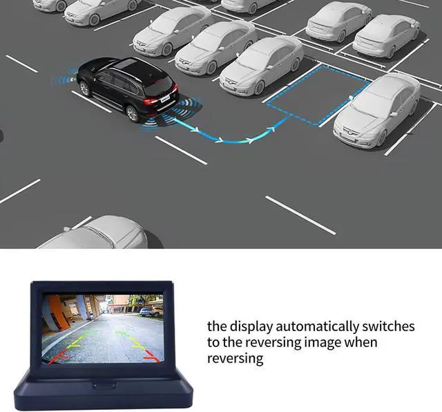 Alt view image 4 of 7 - 5 inch Foldable TFT LCD Backup Camera Monitor only Rear View Reverse Display Screen, V1/V2 Two Video Input, 12V/24V Vehicle Backup Camera Display for Car Backup Van Truck