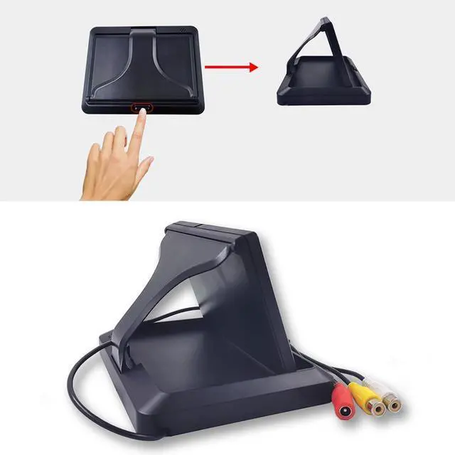 Alt view image 3 of 7 - 5 inch Foldable TFT LCD Backup Camera Monitor only Rear View Reverse Display Screen, V1/V2 Two Video Input, 12V/24V Vehicle Backup Camera Display for Car Backup Van Truck