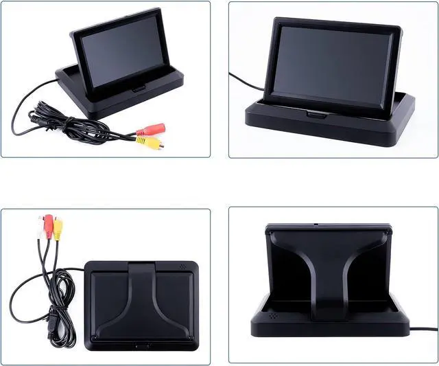 Alt view image 6 of 7 - 5 inch Foldable TFT LCD Backup Camera Monitor only Rear View Reverse Display Screen, V1/V2 Two Video Input, 12V/24V Vehicle Backup Camera Display for Car Backup Van Truck