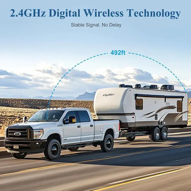 Alt view image 2 of 7 - Wireless Backup Camera for Furrion RV: 7-Inch HD 1080P, Plug-Play, Night Vision, 4 Channels Split Screen