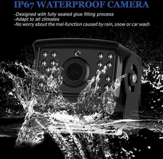 Alt view image 4 of 7 - Backup Camera for Truck, Wireless Digital Backup Camera System Trailer 12 Volt Wireless Camera Kit 7 Inch Monitor DVR AHD Video Recording (Rear & Front View Camera) for RV Camper Van 12V-24V